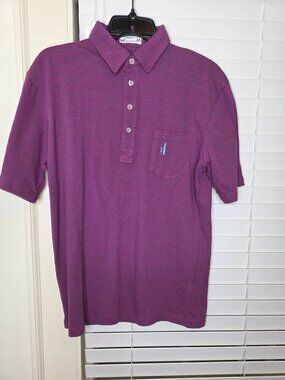 Johnnie-O Mens Purple & Pink Stripe Polo Shirt S Cotton Logo Golf Tennis Prep